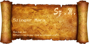 Szinger Mara névjegykártya